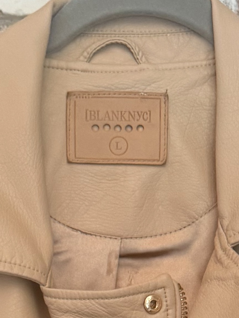 Blank NYC Light Beige Faux leather Moto Jacket with Gold Hardware - Picture 2 of 8